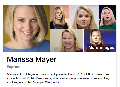 Screenshot of Google Knowledge Graph displaying Marissa Mayer