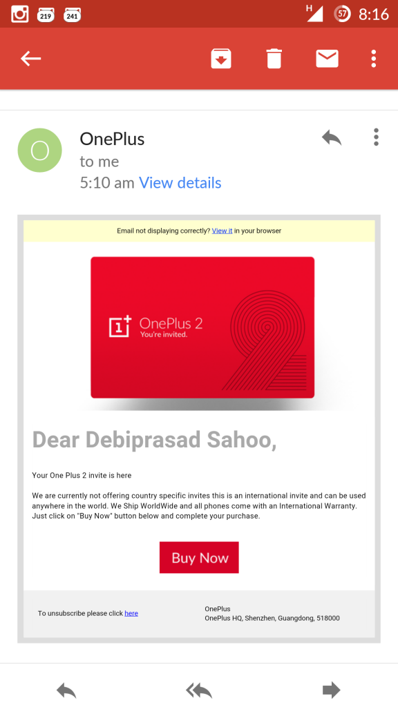 OnePlus Two fake invite